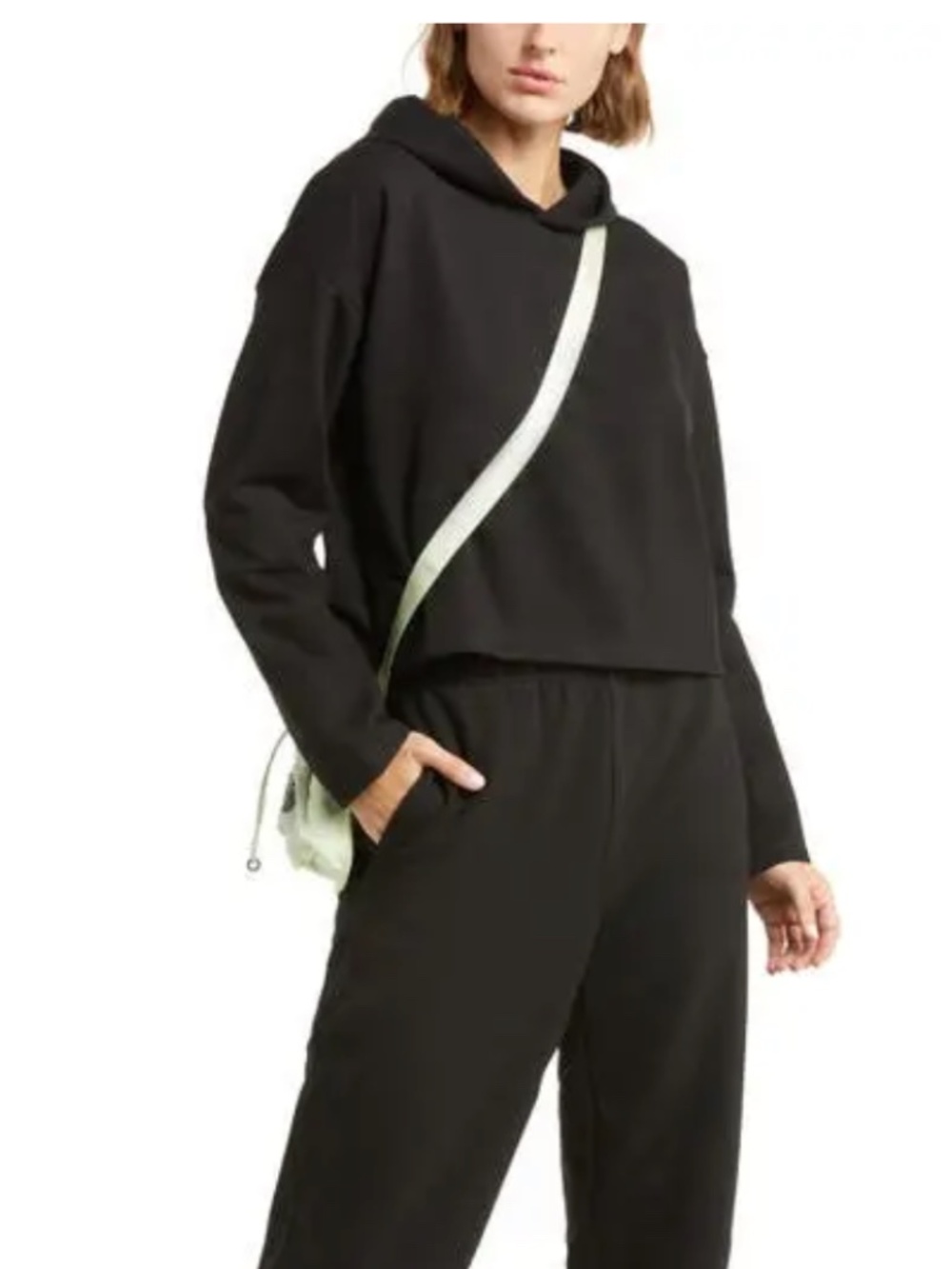 Zella Boxy Black Cropped Hoodie Size M